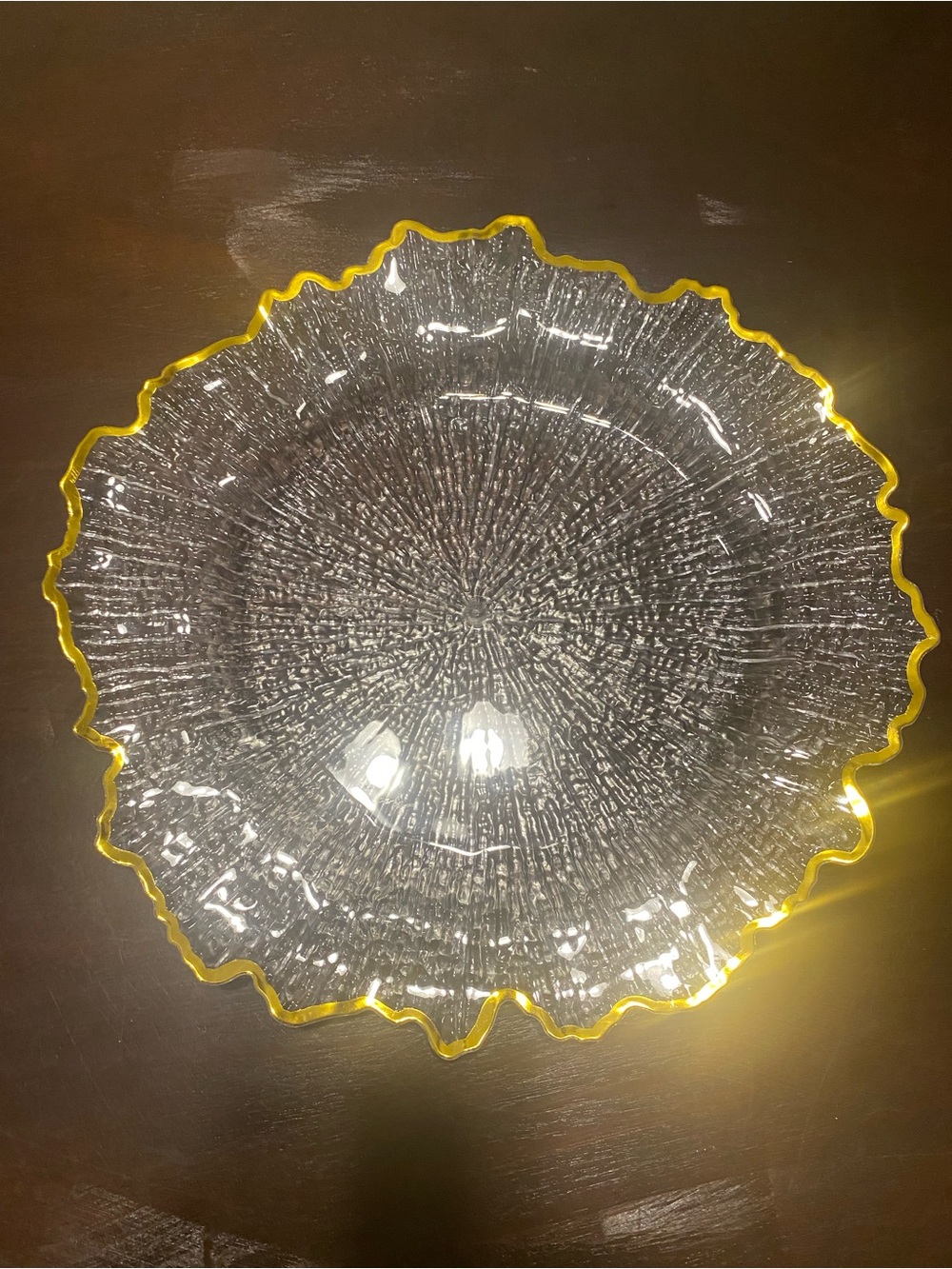 48 PCS Clear Reef Design 13” Gold Rim Charger Plates